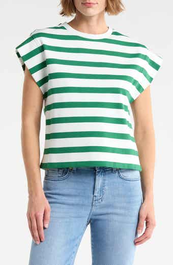 Stripe Cap Sleeve Top