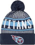New Era Men's New Era Navy Tennessee Titans Striped Cuffed Knit Hat with Pom
