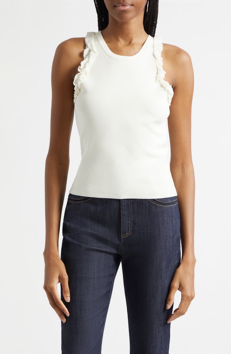 Cinq à Sept Ruffle Tank, Main, color, Ivory