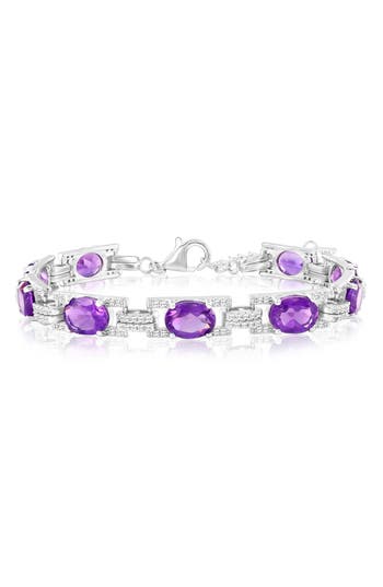 Simona Oval White Topaz Bracelet In Purple