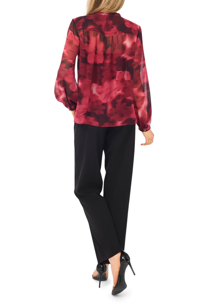Shirred Mock Neck Button-Up Shirt, Alternate, color, WINTERBERRY