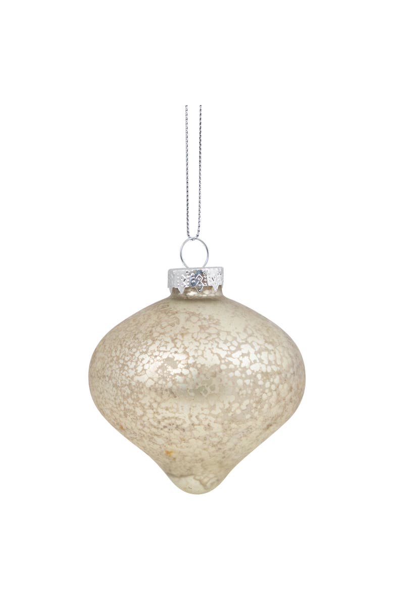 Northlight Mercury Glass Style Glass Christmas Ornament Set - 3" - Silver and Champagne - 12ct, Alternate, color, 