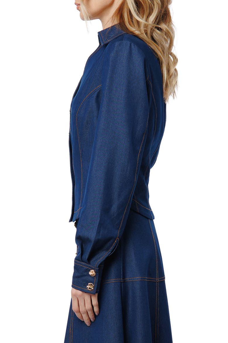 Kaylee Princess Seam Denim Button-Up Shirt, Alternate, color, NAVY