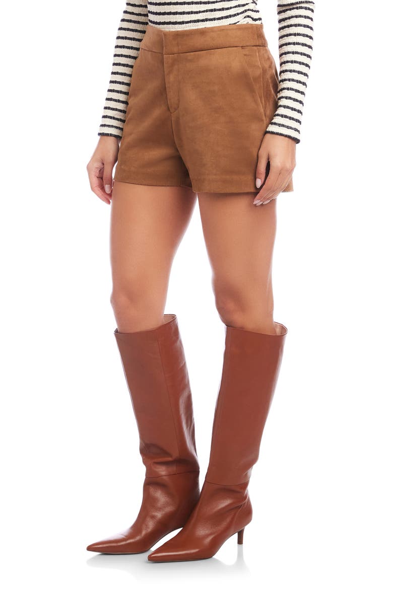 Faux Suede High Waist Shorts, Alternate, color, COGNAC