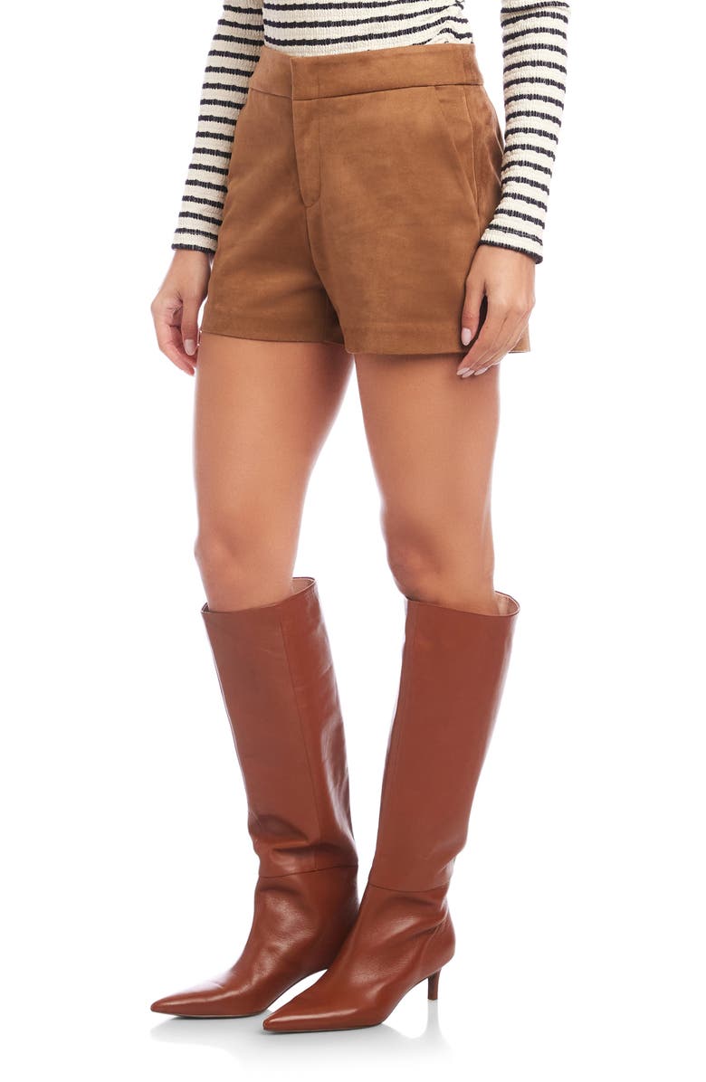 FIFTEEN TWENTY Faux Suede High Waist Shorts, Alternate, color, Cognac