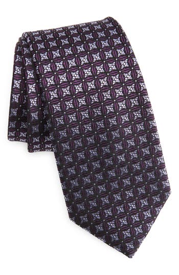 Duchamp Medallion Silk Tie In Purple