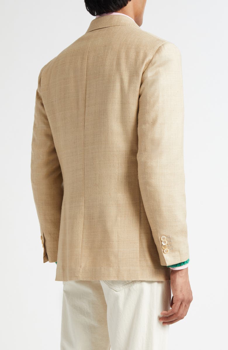Drake's Sartorial Double Breasted Tussah Silk Sport Coat, Alternate, color, 500 Buff