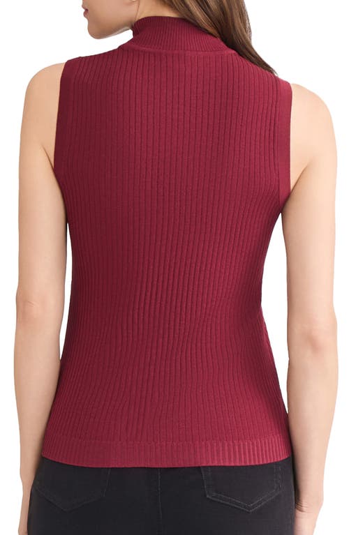 Jones New York Rib Sleeveless Turtleneck Sweater In Burgundy