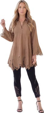 Roaman's Poplin Embroidered Swing Tunic (plus)