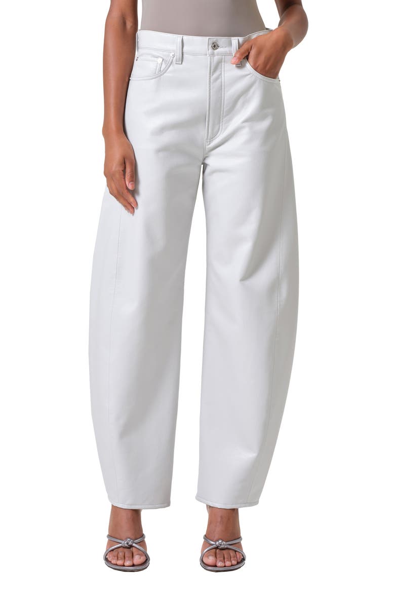 Luna Pieced High Waist Barrel Leg Leather Blend Pants, Main, color, WISP
