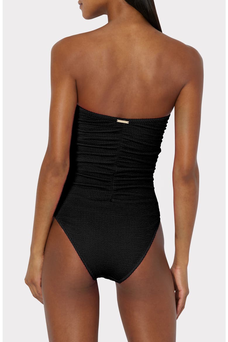 Textured Ruched One-Piece Swimsuit, Alternate, color, BLACK