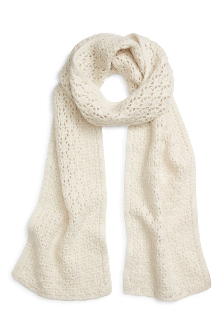 Crafted by Vince Crochet Wool & Cashmere Scarf (Nordstrom Exclusive), Main, color, CREAM