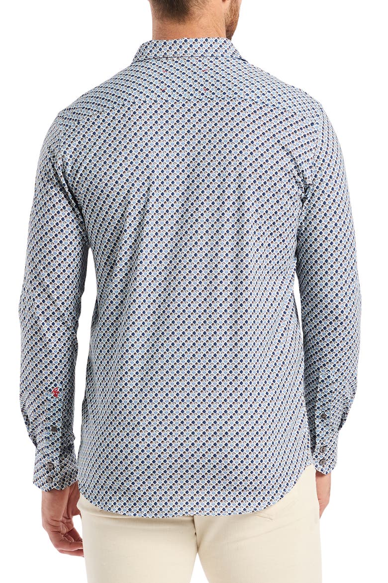 Cooper Geo Stretch Cotton Button-Up Shirt, Alternate, color, BLUE MULTI
