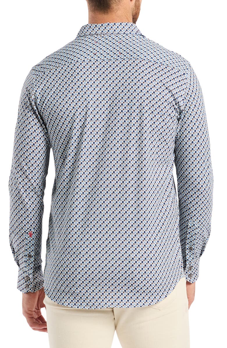 Robert Graham Cooper Geo Stretch Cotton Button-Up Shirt, Alternate, color, Blue Multi