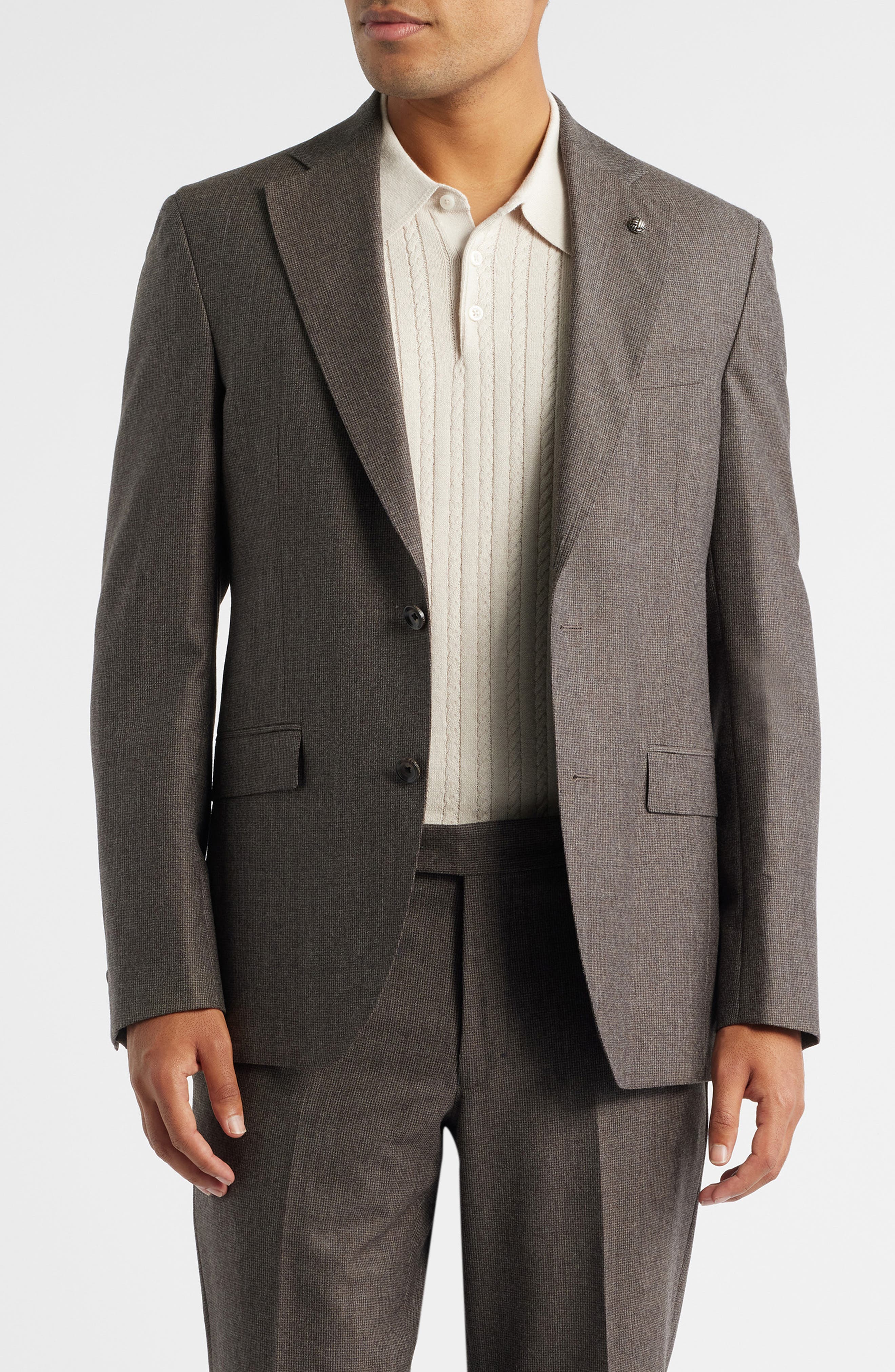 Jack Victor Montana Brown Houndstooth Wool & Cashmere Suit (Men