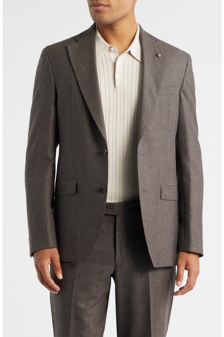 Montana Brown Houndstooth Wool & Cashmere Suit, Alternate, color, BROWN