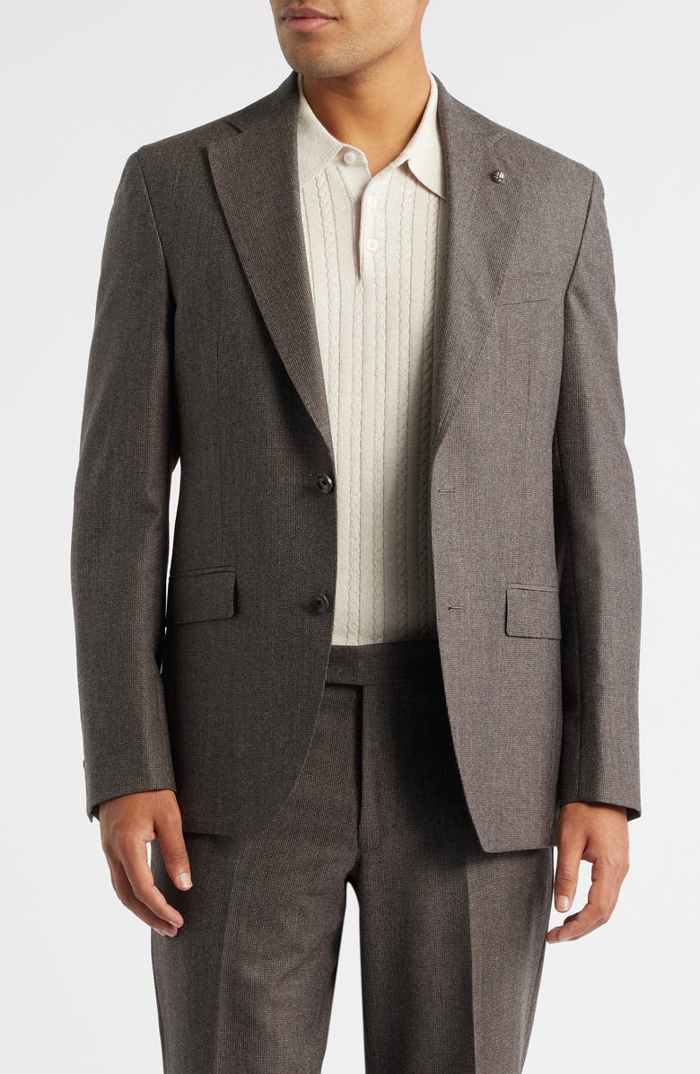 Jack Victor Montana Brown Houndstooth Wool & Cashmere Suit, Alternate, color, Brown