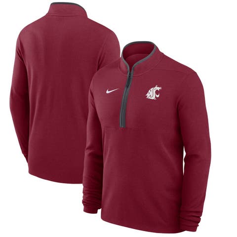 Men's Nike Crimson Washington State Cougars Coaches Courtside Basketball Victory Performance Quarter-Zip Top