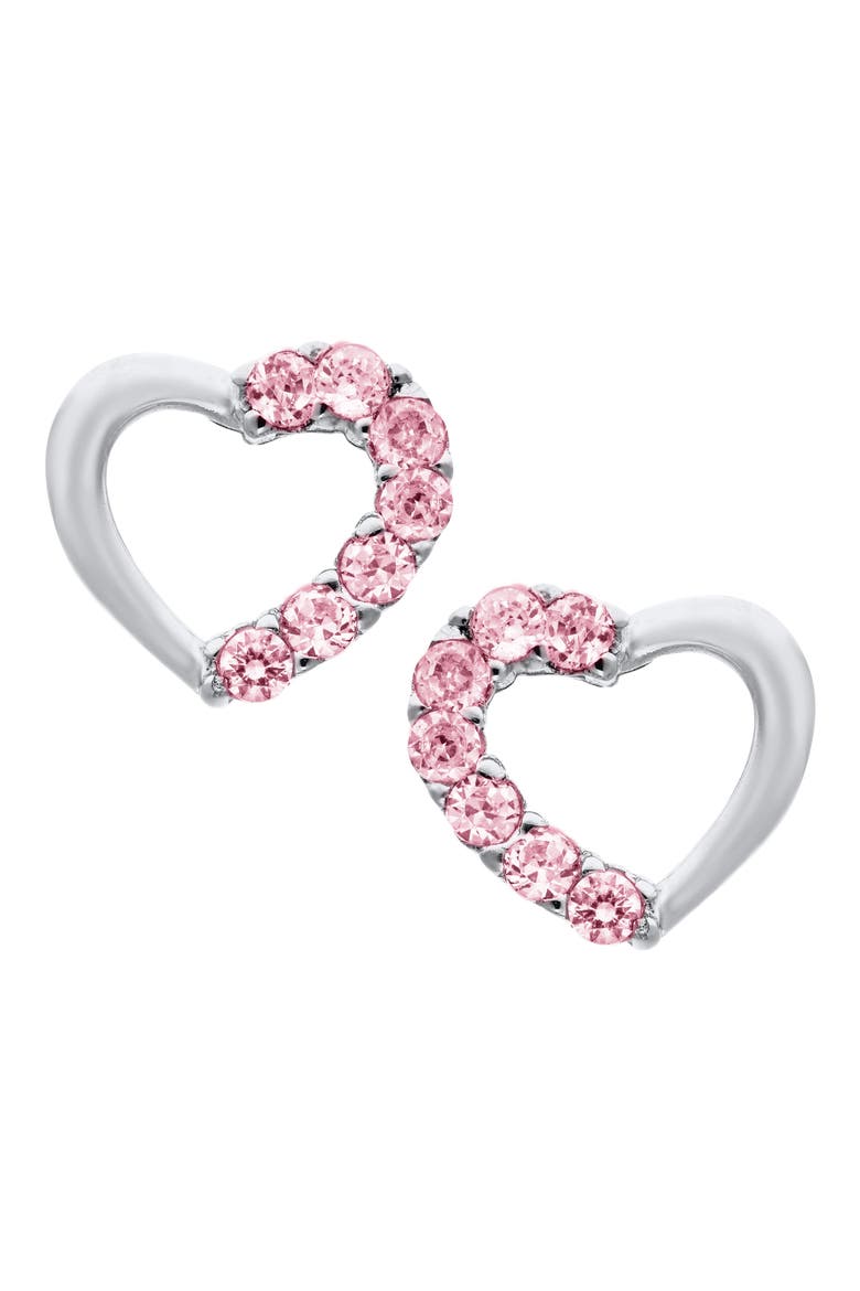 Open Heart Sterling Silver & Cubic Zirconia Earrings, Main, color, SILVER