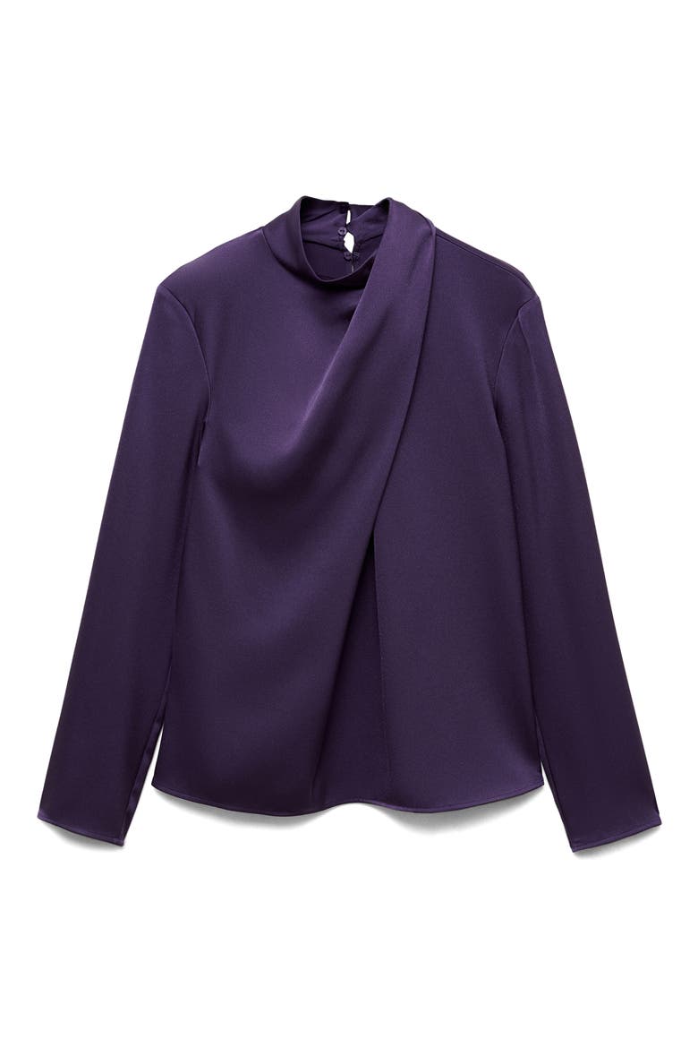 Draped Satin Top, Alternate, color, PURPLE