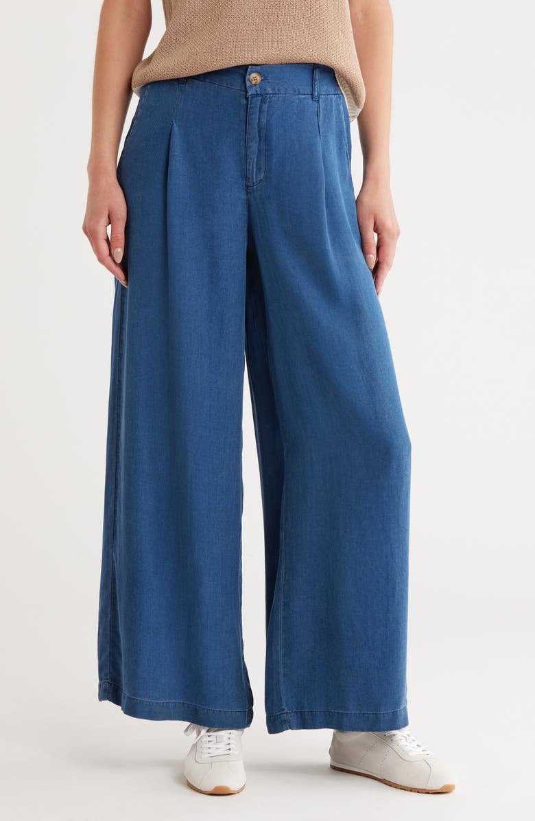 Blu Pepper Wide Leg Chambray Pants, Main, color, Chambray