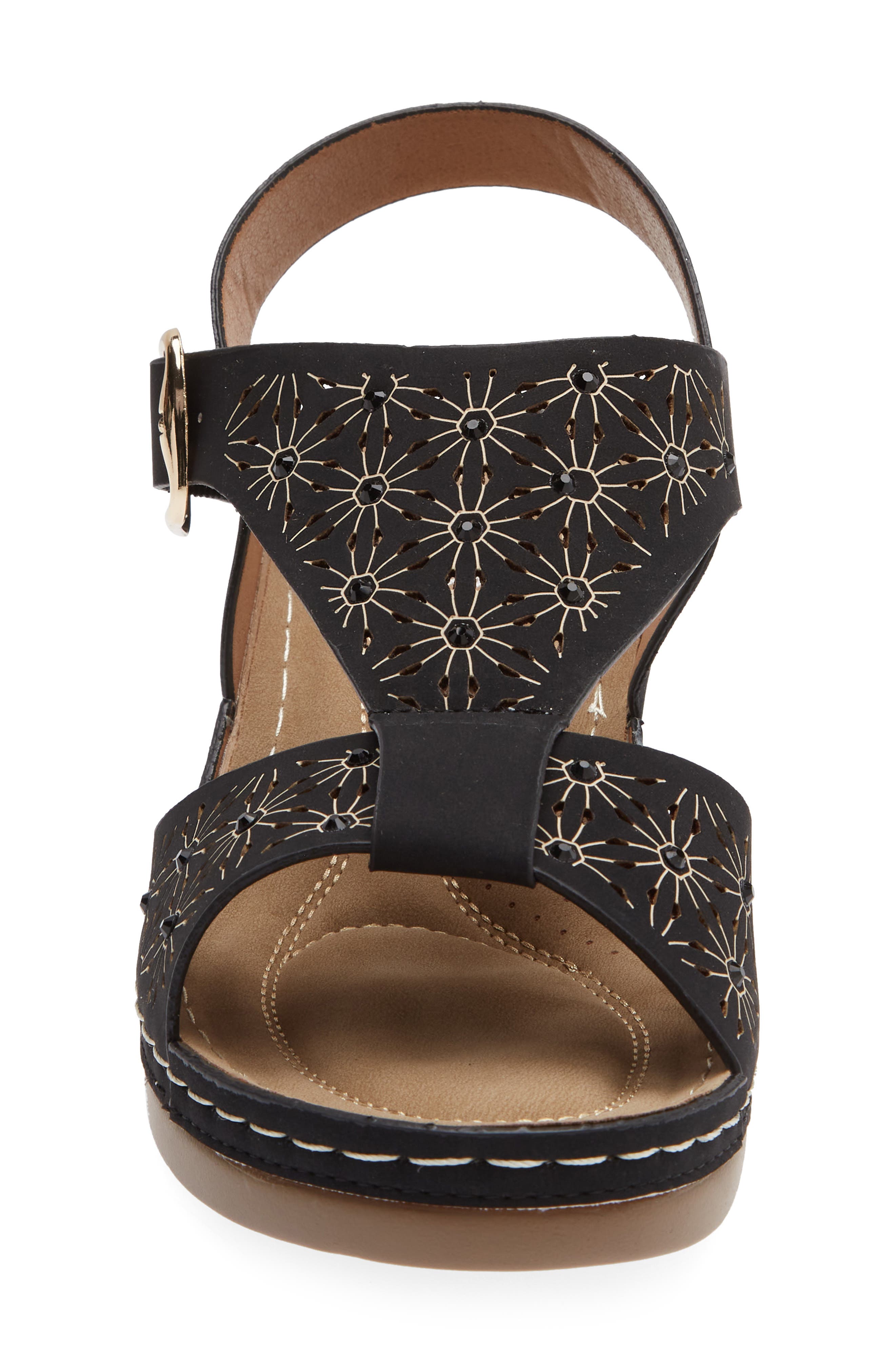 EXTREME BY EDDIE MARC Zora Wedge Sandal, Alternate, color, Black