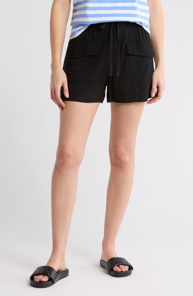 Melrose and Market Drawstring Cargo Shorts, Main, color, Black