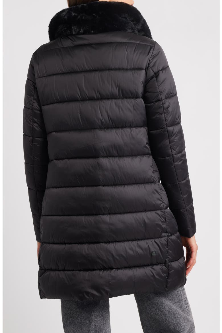 Dalea Faux Fur Collar Longline Puffer Jacket, Alternate, color, BLACK