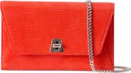 Akris Anouk Lizard Embossed Leather Envelope Wallet on a Chain
