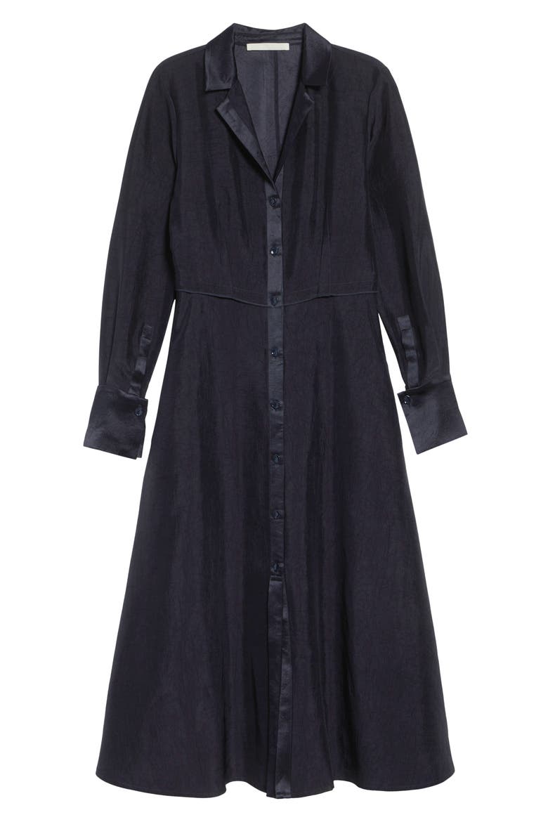 Long Sleeve Washed Twill Midi Shirtdress, Alternate, color, ULTRA NAVY