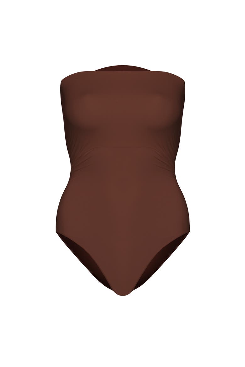 Seamless Forming Strapless Bodysuit, Alternate, color, Espresso