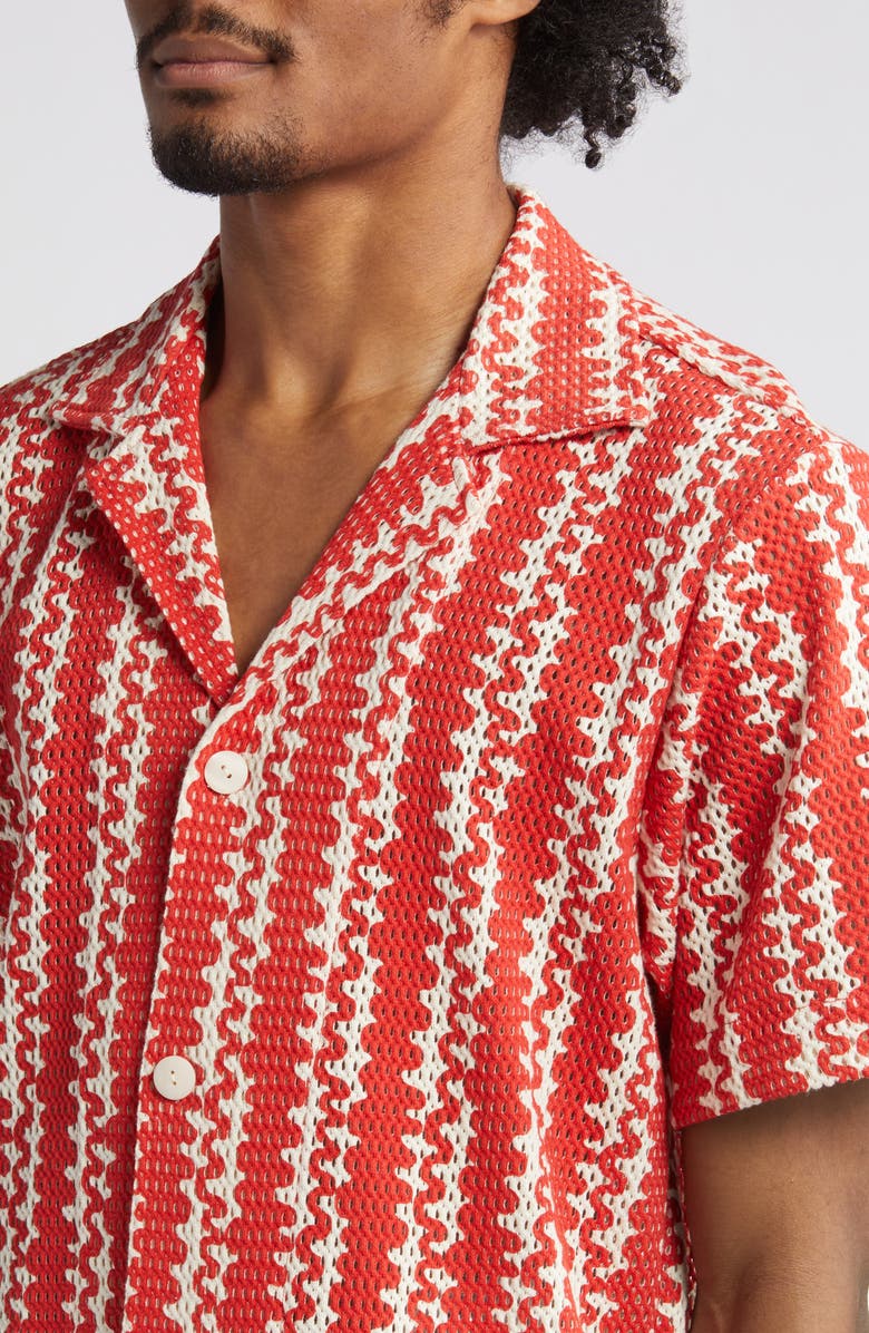 OAS Red Scribble Mesh Camp Shirt, Alternate, color,