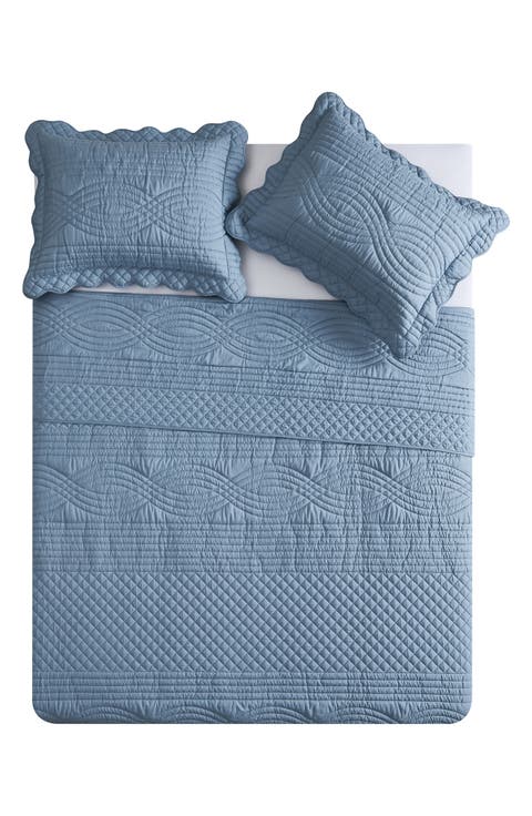 Scallop Microfiber Quilt Set