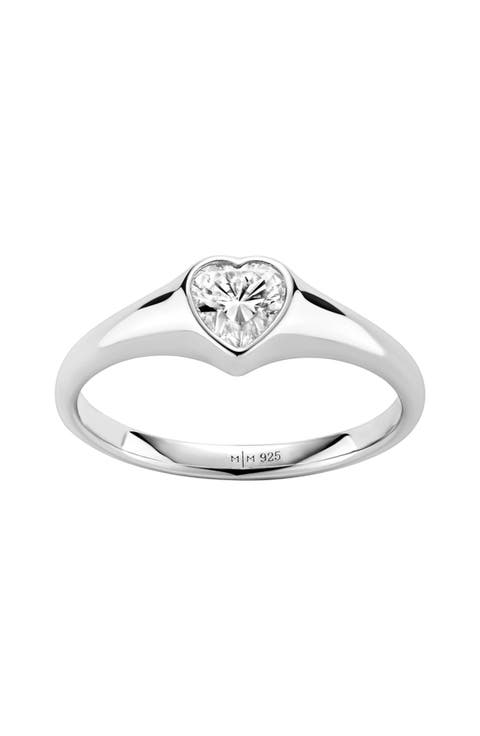 CZ Heart Signet Ring