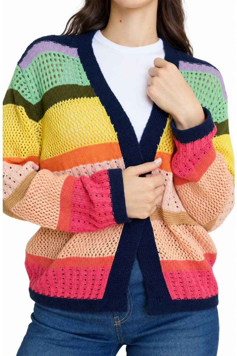 Multicolor Open Knit Cardigan, Alternate, color, RAINBOW MULTI