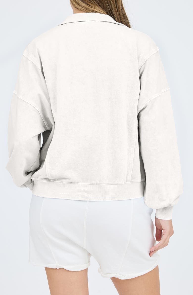 Blu Pepper Washed Half Snap Sweatshirt, Alternate, color, Cream