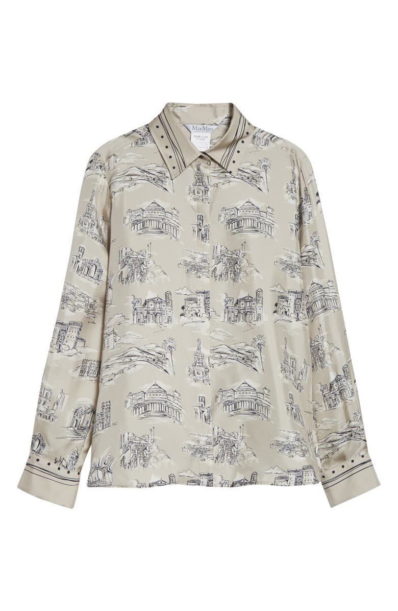 Max Mara Fado Silk Button-Up Shirt, Alternate, color, Sand