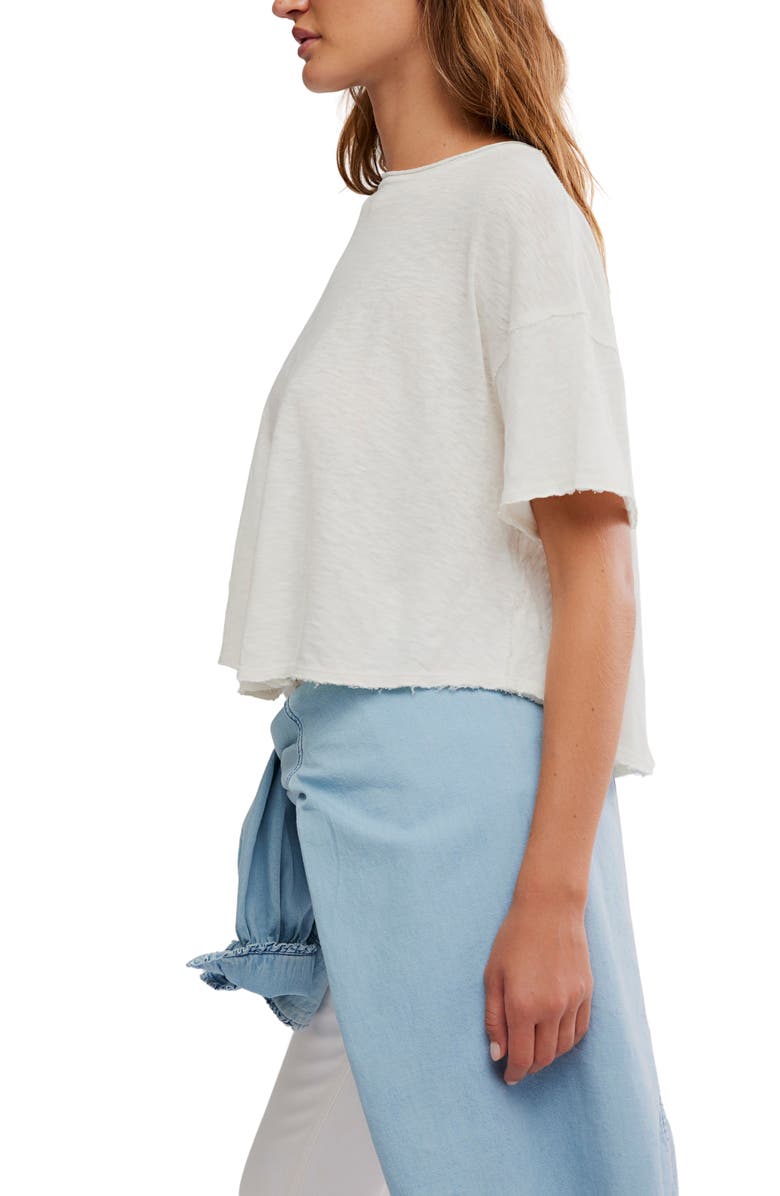 Free People Elsie Linen & Cotton Slub Jersey Swing T-Shirt, Alternate, color, Whisper White