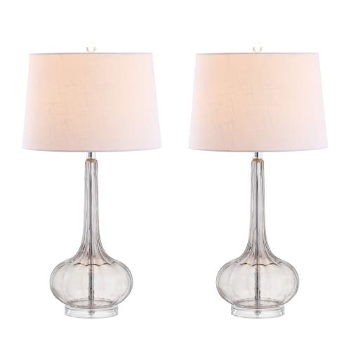 Jonathan Y Bette 28.5" Glass Teardrop Led Table Lamp In Smoke Gray