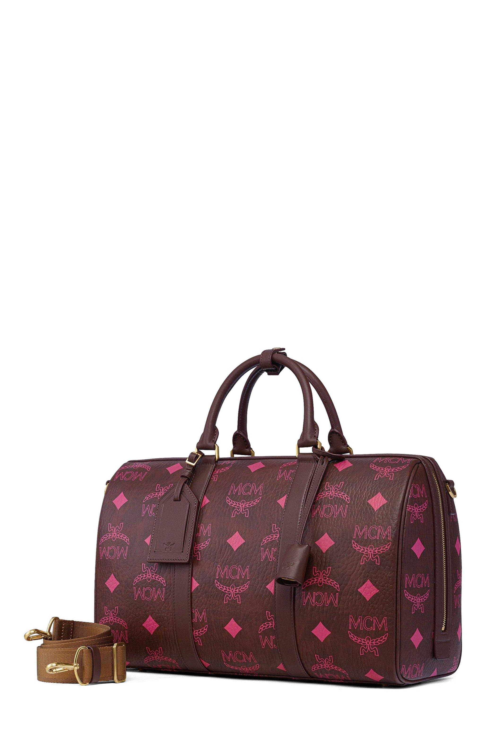 MCM Small Ottomar Weekender Bag in Maxi Visetos, Alternate, color, Cinnamon