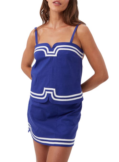 Trina Turk Avignon Linen Top In Cobalt Cove