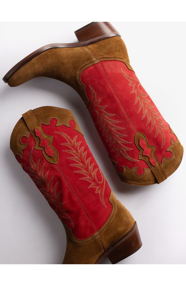 Penelope Chilvers Jolene Cowboy Boot, Alternate, color, Peat/ Red