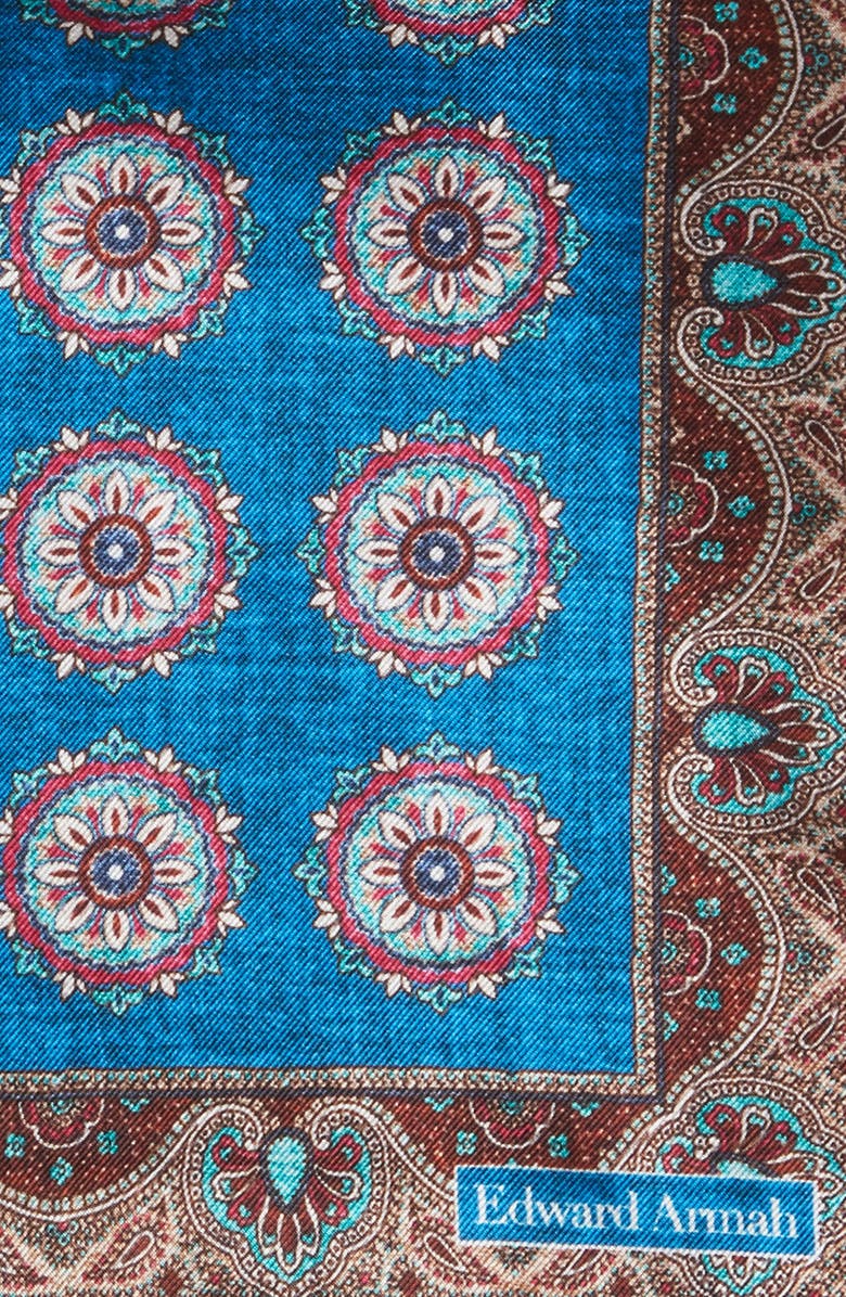 EDWARD ARMAH Neat Medallion Pattern Silk Pocket Square, Alternate, color, 