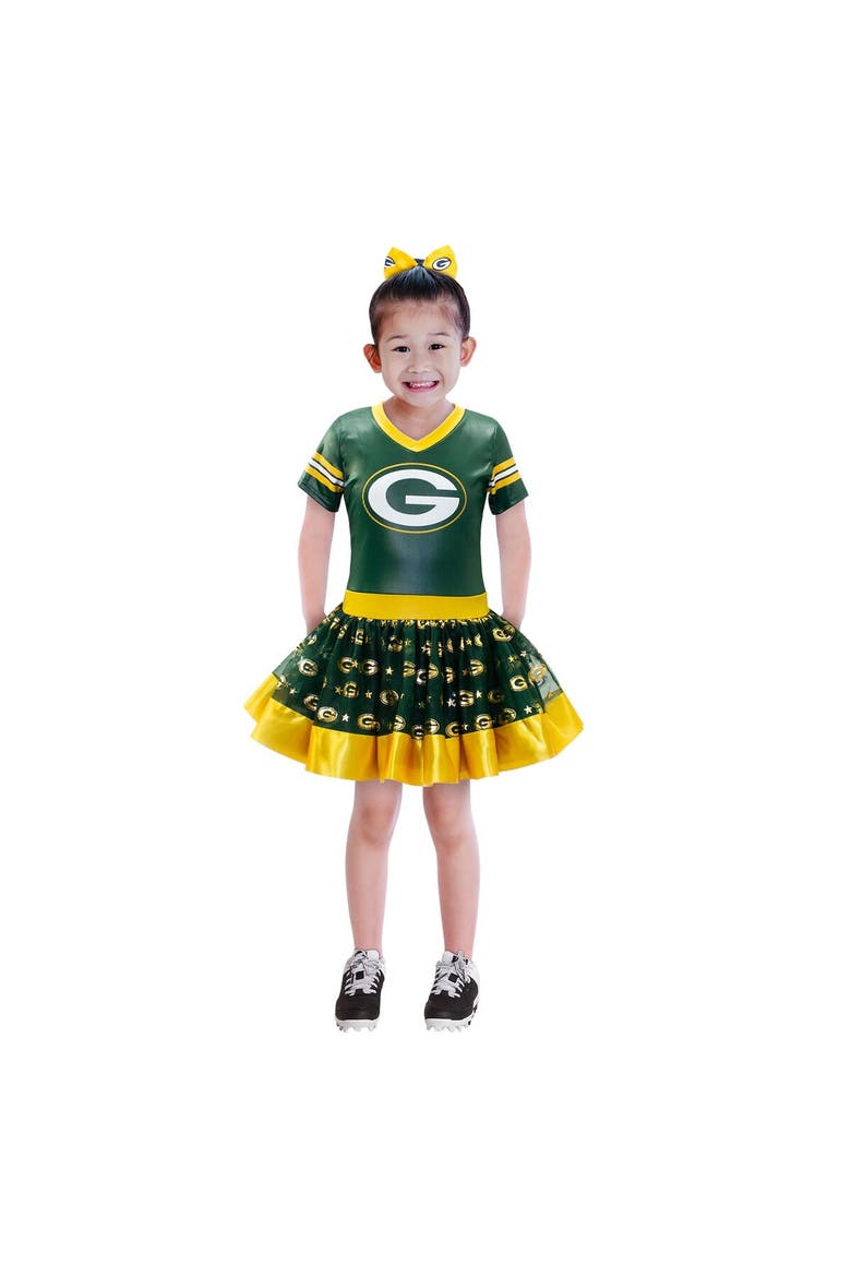Girls Youth Green Green Bay Packers Tutu Tailgate Game Day V-Neck Costume, Main, color, Green