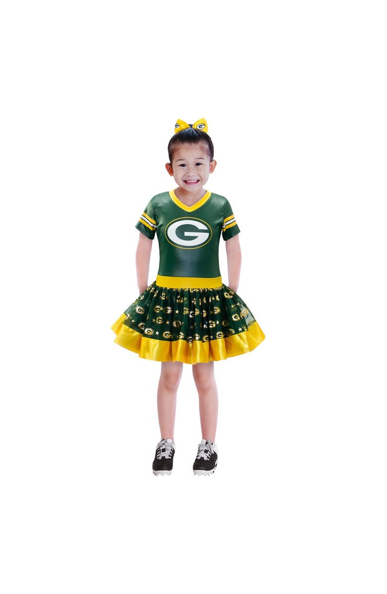 JERRY LEIGH Girls Youth Green Green Bay Packers Tutu Tailgate Game Day V-Neck Costume, Main, color, Green