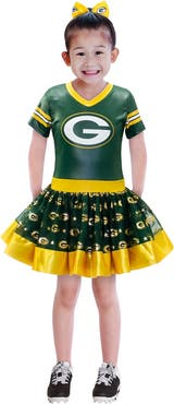 JERRY LEIGH Girls Youth Green Green Bay Packers Tutu Tailgate Game Day V-Neck Costume