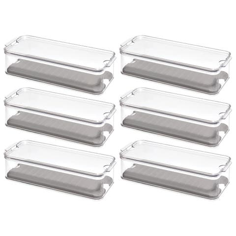 Set of 6 Fridge Produce Bins with Drainage Tray - Clear/Gray