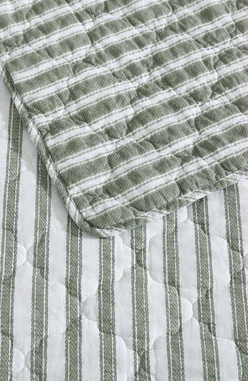 Stone Cottage Willow Way Ticking Stripe Quilt & Sham Set In Green