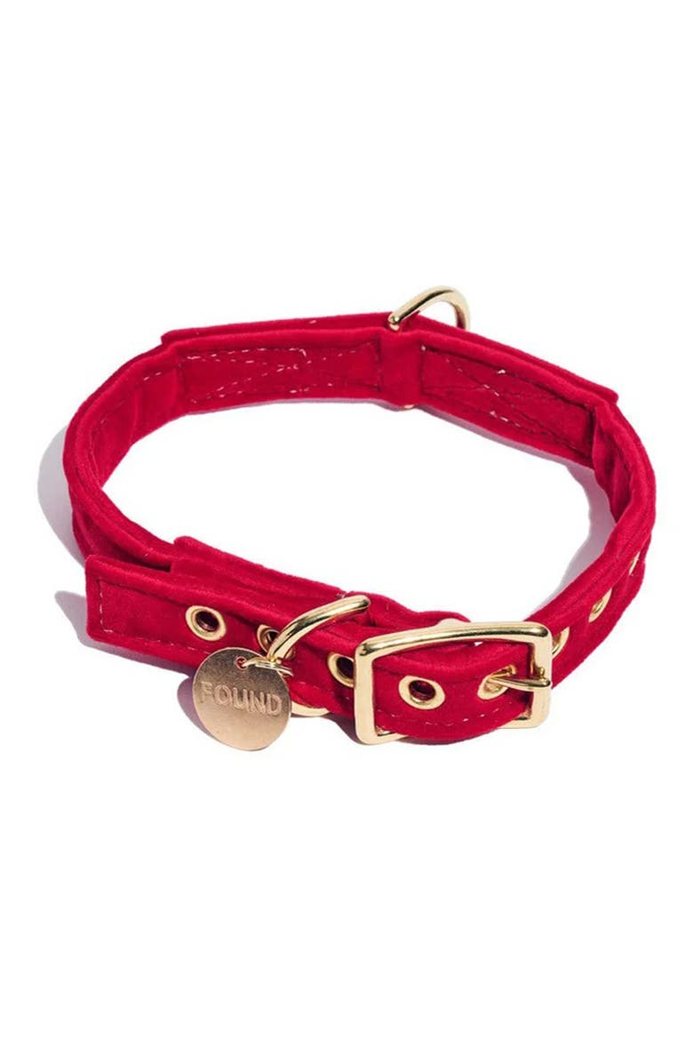 Red Velvet Dog Collar, Main, color, RED