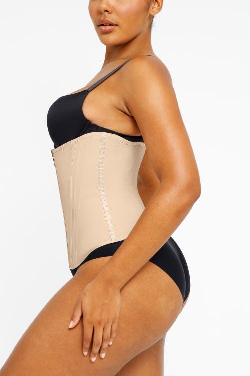 Shapellx Core Control Latex Waist Trainer In Pinkish Beige